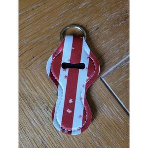 NEW American Flag Neoprene Chapstick Holder Key Chain and chapstick